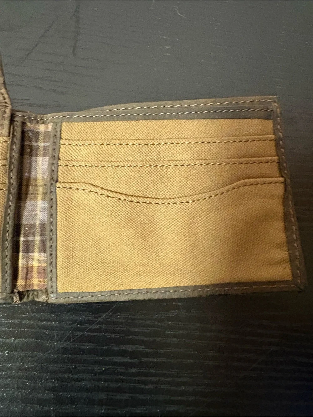 American Eagle Outfitters Distressed Brown Leather Bifold Wallet Eagle